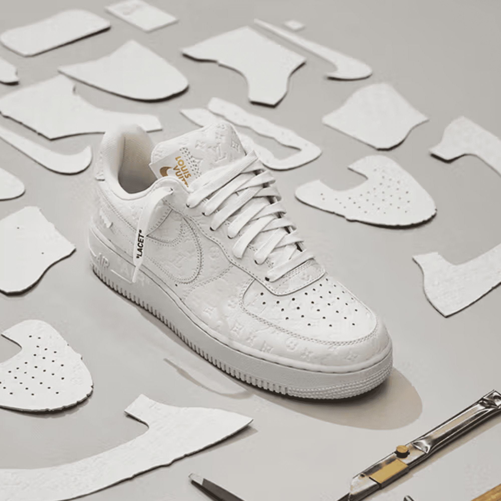 NIKE AIR FORCE 1 LOUIS VUITTON WHITE - Golden Store